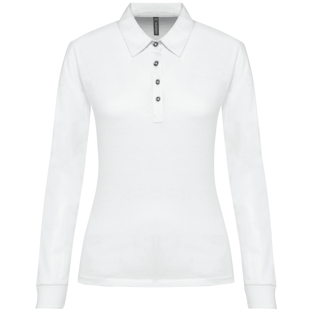 K265 - Langarm-Polohemd für Damen aus Jersey - White