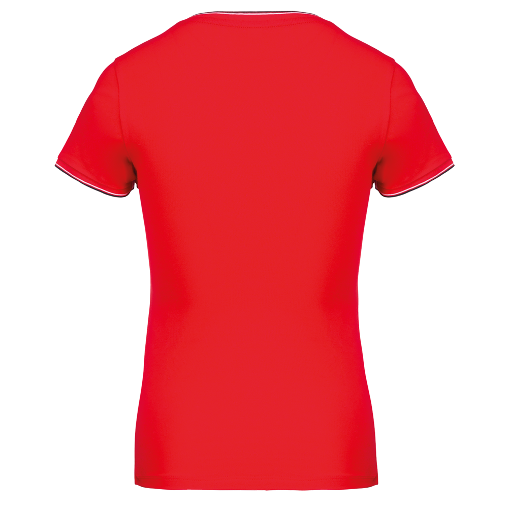 K394 - Damen T-Shirt aus Piqué-Trikot mit V-Ausschnitt