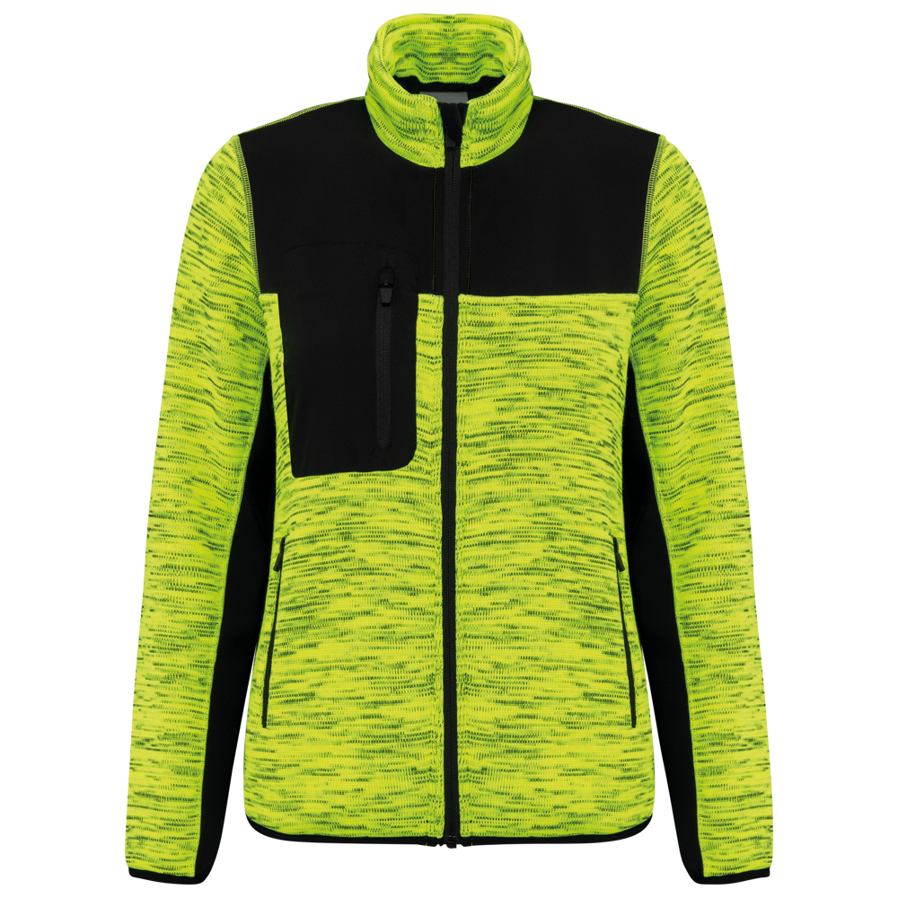 WK9109 - Recycelte Jacke aus Polyestertrikot für Damen - Fluorescent Yellow Melange / Black