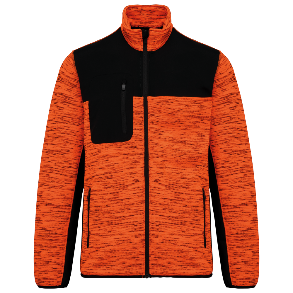 WK9108 - Recycelte Herren Polyestertrikot Jacke - Fluorescent Orange Melange / Black