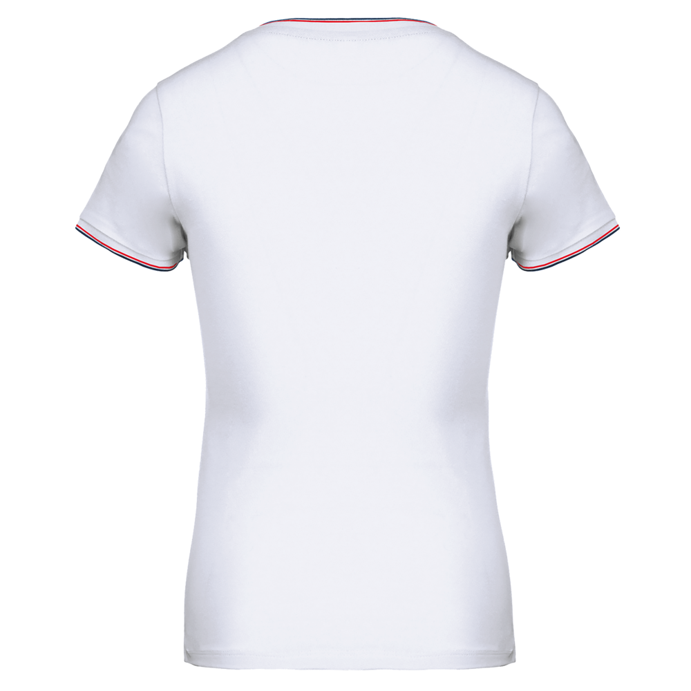 K394 - Damen T-Shirt aus Piqué-Trikot mit V-Ausschnitt