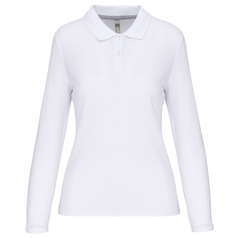 - Langarm-Polohemd für Damen - White