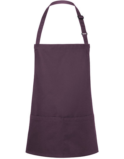 Karlowsky - Kurze Latzschürze Basic mit Schnalle und Tasche - Aubergine (ca. Pantone 5185C)