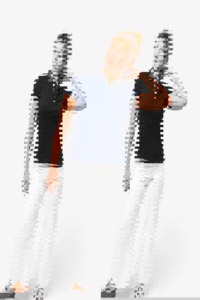 K261 - Zweifarbiges Jersey-Polohemd für Damen