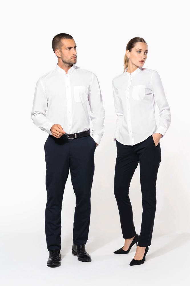 K514C - Damen hemdbluse mao-kragen langarm