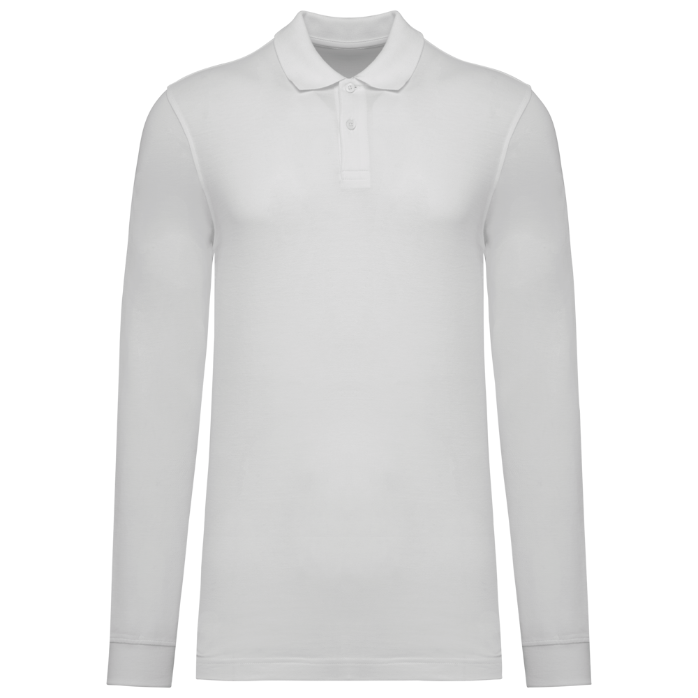 - Herren Piqué-Polohemd lange Ärmel Bio-180 - White