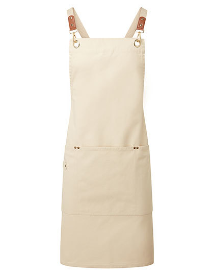 Premier Workwear - Clip ‘n’ Clasp Cross-Back Bib Apron - Natural (ca. Pantone 4755C)