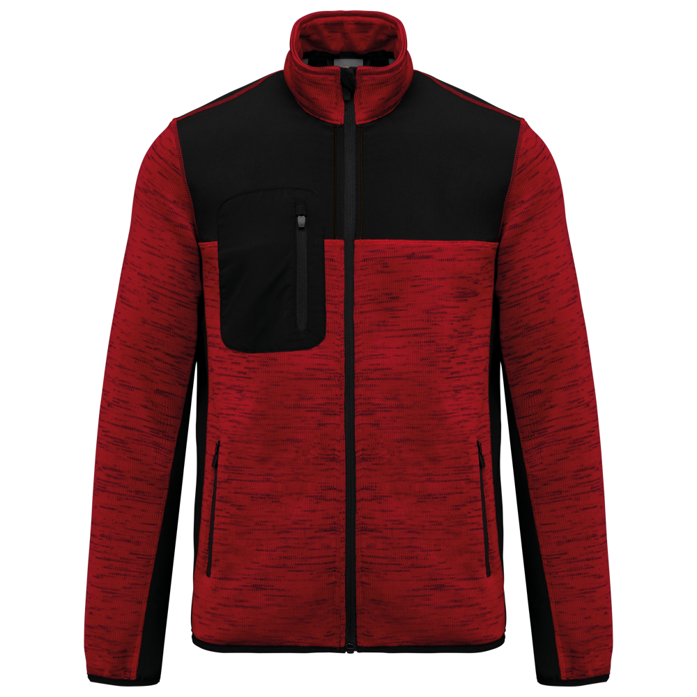 WK9108 - Recycelte Herren Polyestertrikot Jacke - Red Melange / Black