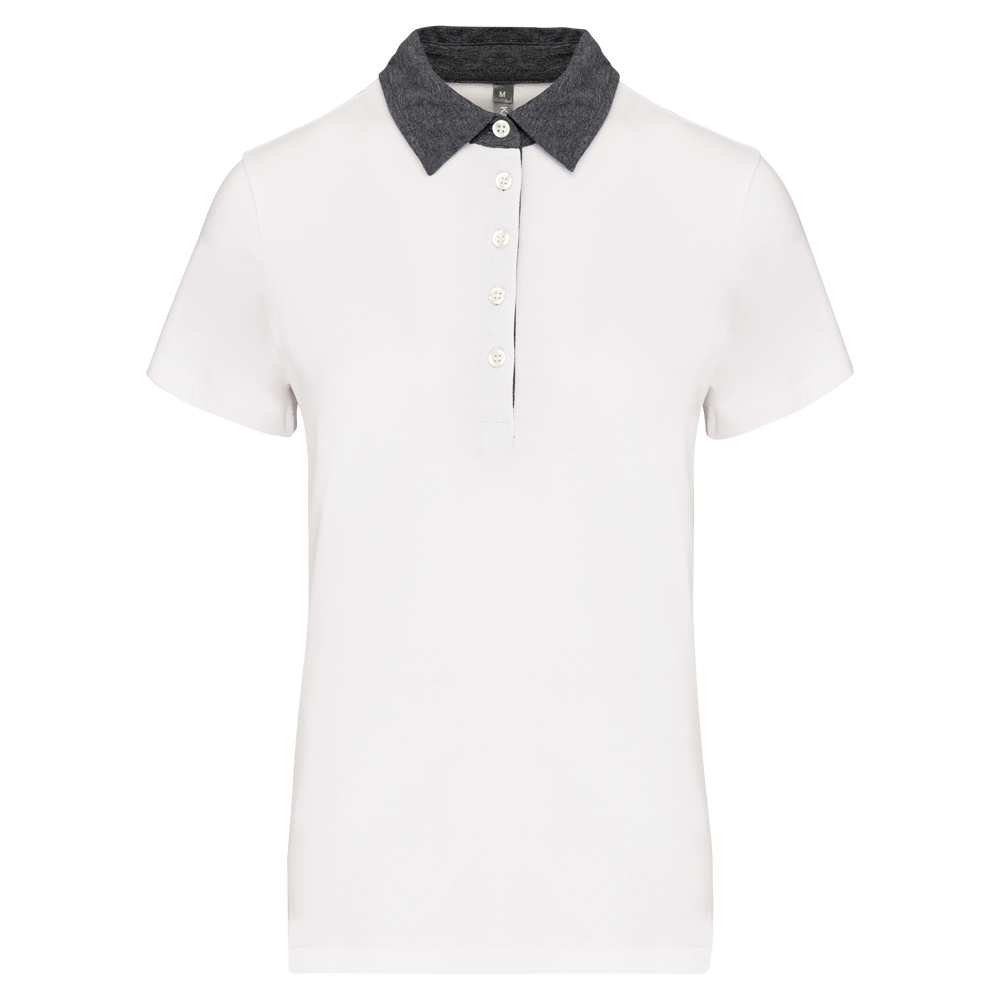 K261 - Zweifarbiges Jersey-Polohemd für Damen - White / Dark Grey Heather