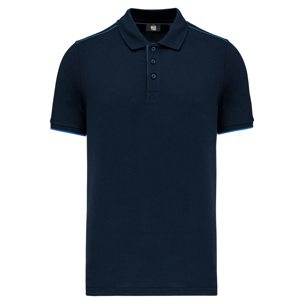 WK270 - Polo Day To Day mit kontrastfarbenen, kurzen Ärmeln - Navy / Light Royal Blue