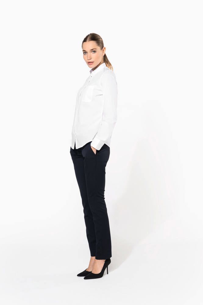 K514C - Damen hemdbluse mao-kragen langarm