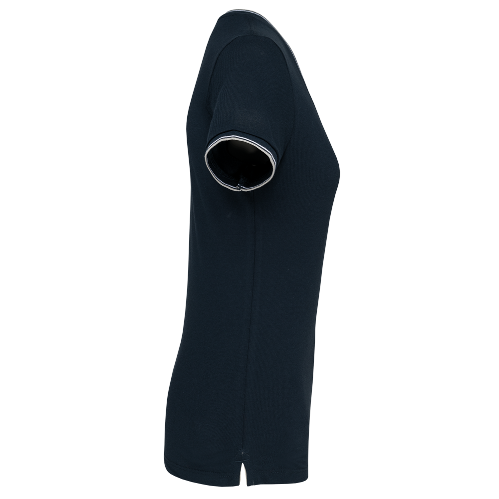 K394 - Damen T-Shirt aus Piqué-Trikot mit V-Ausschnitt