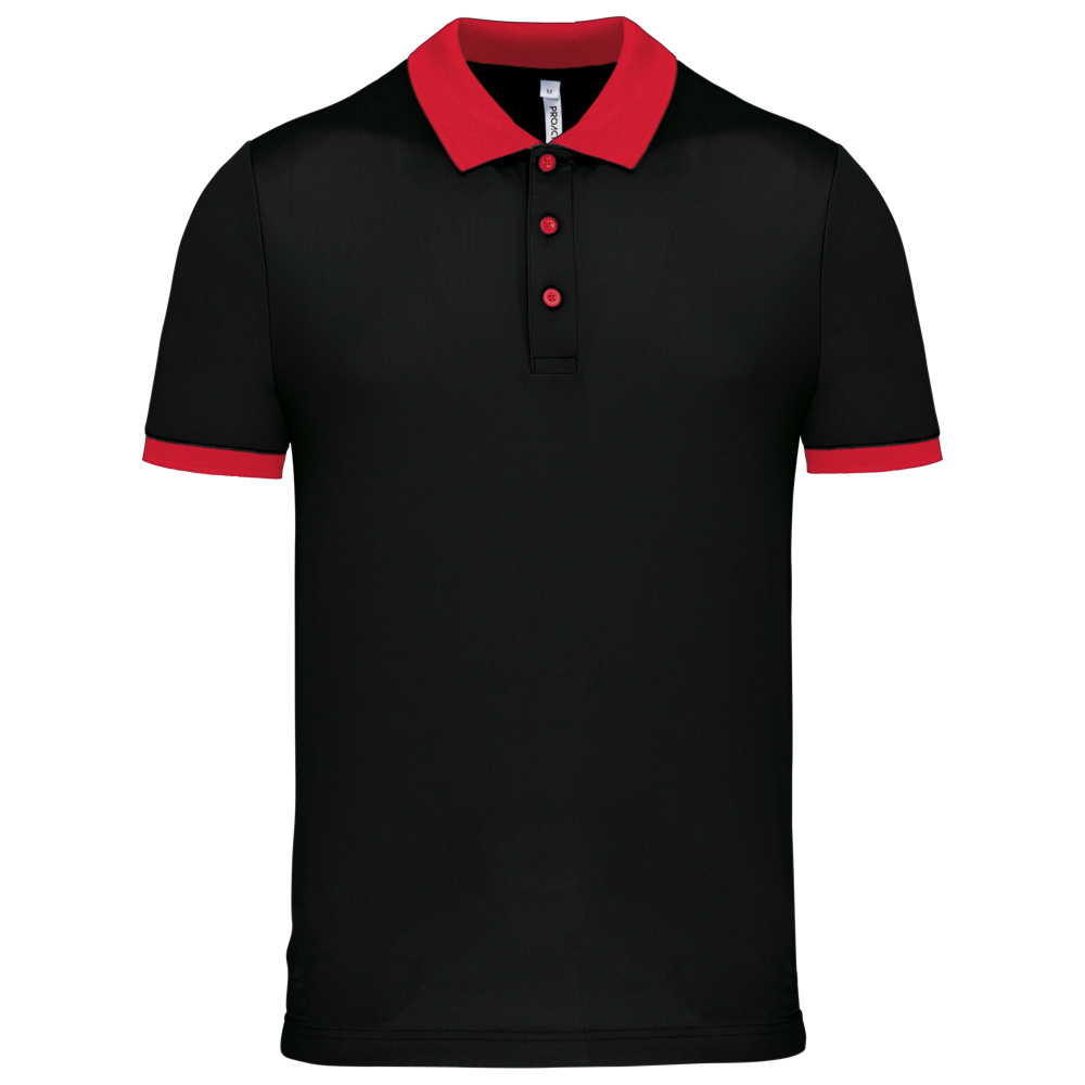 PA489 - Herren Performance Piqué-Polohemd - Black / Red