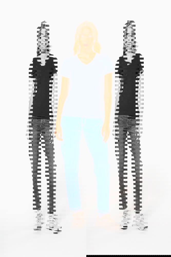 K394 - Damen T-Shirt aus Piqué-Trikot mit V-Ausschnitt