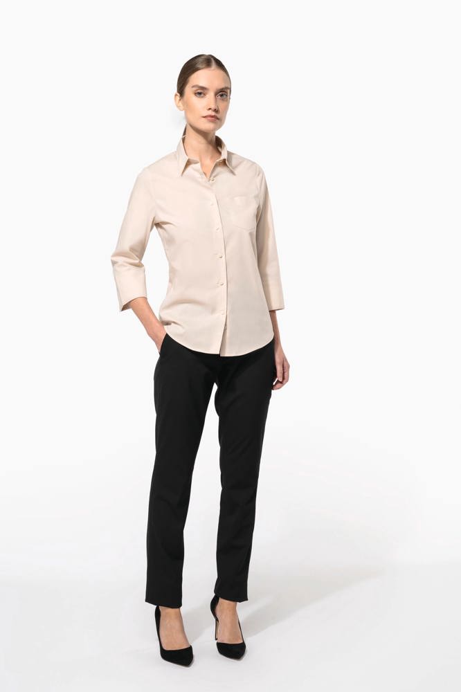 K558C - Popeline Hemd Baumwollpolyester 3/4-Ärmel pflegeleicht für Damen