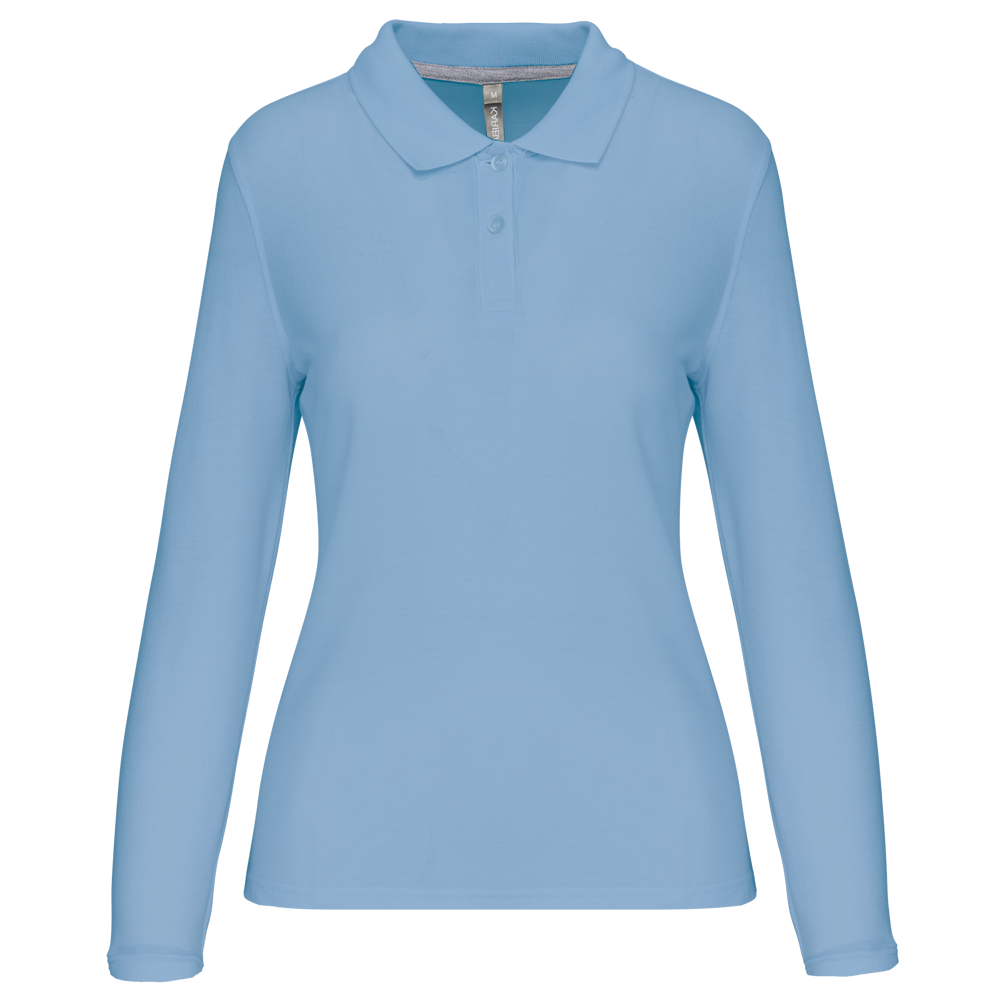 - Langarm-Polohemd für Damen - Sky Blue